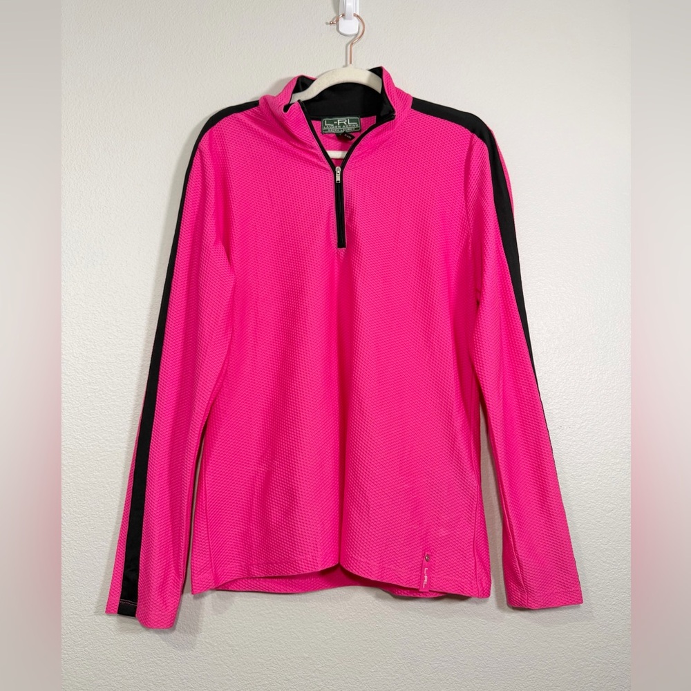 Lauren Ralph Lauren Athletic Pullover Hot Pink Quarter Zip Active Sport Women XL